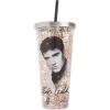 Spoontiques – Glitter Filled Acrylic Tumbler – Glitter Cup with Straw – 20 oz - Stainless Steel Locking Lid with Straw – Double Wall Insulated – BPA Free – Elvis Presley