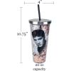 Spoontiques – Glitter Filled Acrylic Tumbler – Glitter Cup with Straw – 20 oz - Stainless Steel Locking Lid with Straw – Double Wall Insulated – BPA Free – Elvis Presley