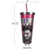 Spoontiques Acrylic Foil Cup with Straw, 20oz – Metallic Locking, Double Wall Insulated, BPA Free – Elvis(Elvis)