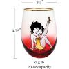 Spoontiques Harry Potter Stemless Wine Glass, 20oz – Lidless Drink Tumbler for Cold Beverages – Hogwarts Crest(Betty Boop)