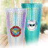 Spoontiques Holiday Diamond Tumbler, 20oz – Textured Cup w/Staw, Double Wall Insulated, BPA Free – A Christmas Story(Wonder Woman)