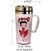 Spoontiques Insulated Travel Mug, 14oz – Double Wall Stainless & Acrylic Drink Cup with Twist Top Lid & Handle – Scooby Doo(Betty Boop Brains)