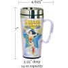 Spoontiques Insulated Travel Mug, 14oz – Double Wall Stainless & Acrylic Drink Cup with Twist Top Lid & Handle – Scooby Doo(Wonder Woman)