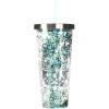 Spoontiques Love Glitter Cup Tumbler with Stainless Steel Lid and Straw – 20 oz – Acrylic – Multicolored(Blue Owl)