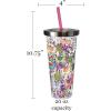 Spoontiques Love Glitter Cup Tumbler with Stainless Steel Lid and Straw – 20 oz – Acrylic – Multicolored(Llama)