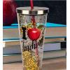 Spoontiques Love Glitter Cup Tumbler with Stainless Steel Lid and Straw – 20 oz – Acrylic – Multicolored(Mermaid)