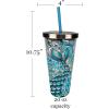 Spoontiques Love Glitter Cup Tumbler with Stainless Steel Lid and Straw – 20 oz – Acrylic – Multicolored(Mermaid)