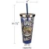 Spoontiques Love Glitter Cup Tumbler with Stainless Steel Lid and Straw – 20 oz – Acrylic – Multicolored(Moon & Back)