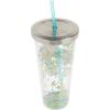 Spoontiques Love Glitter Cup Tumbler with Stainless Steel Lid and Straw – 20 oz – Acrylic – Multicolored(Sloth)
