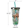 Spoontiques Love Glitter Cup Tumbler with Stainless Steel Lid and Straw – 20 oz – Acrylic – Multicolored(Sloth)