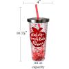 Spoontiques Love Glitter Cup Tumbler with Stainless Steel Lid and Straw – 20 oz – Acrylic – Multicolored(Teacher)
