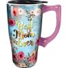 Spoontiques – Ceramic Travel Mugs – Best Mom Ever Cup – Hot or Cold Beverages – Gift for Coffee Lovers(Blue)