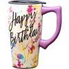 Spoontiques – Ceramic Travel Mugs – You Are My Sunshine Cup – Hot or Cold Beverages – Gift for Coffee Lovers(Happy Birthday)