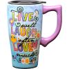 Spoontiques – Ceramic Travel Mugs – You Are My Sunshine Cup – Hot or Cold Beverages – Gift for Coffee Lovers(Live Laugh Love)