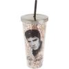Spoontiques – Glitter Filled Acrylic Tumbler – Glitter Cup with Straw – 20 oz - Stainless Steel Locking Lid with Straw – Double Wall Insulated – BPA Free – Elvis Presley