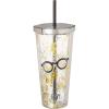 Spoontiques – Harry Potter Tumbler – Glasses Glitter Cup with Straw – 20 oz – Acrylic – Gold