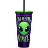 Spoontiques Acrylic Foil Cup with Straw, 20oz – Metallic Locking, Double Wall Insulated, BPA Free – Elvis(Alien)