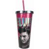 Spoontiques Acrylic Foil Cup with Straw, 20oz – Metallic Locking, Double Wall Insulated, BPA Free – Elvis(Elvis)