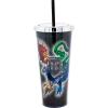 Spoontiques Acrylic Foil Cup with Straw, 20oz – Metallic Locking, Double Wall Insulated, BPA Free – Elvis(Harry Potter Crest)