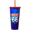Spoontiques Acrylic Foil Cup with Straw, 20oz – Metallic Locking, Double Wall Insulated, BPA Free – Elvis(Route 66)
