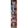 Spoontiques Americana Welcome Porch Sign – Decorative Home Décor Wooden Signs – Rustic Outdoor Decoration – Durable and Weatherproof – Entryway Decoration – 8” x 40”