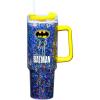 Spoontiques Batman 40oz Glitter Acrylic Travel Mug – Double Wall Acrylic with Sliding Lock Travel Lid and Straw – 11″ Tall
