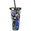 Spoontiques Beetlejuice Glitter Filled Acrylic Tumbler – Glitter Cup with Straw – 20 oz - Stainless Steel Locking Lid with Straw – Double Wall Insulated – BPA Free