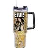Spoontiques Elvis 40oz Glitter Acrylic Travel Mug – Double Wall Acrylic with Sliding Lock Travel Lid and Straw – 11″ Tall
