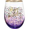 Spoontiques Harry Potter Stemless Wine Glass, 20oz – Lidless Drink Tumbler for Cold Beverages – Hogwarts Crest(Purple)