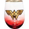 Spoontiques Harry Potter Stemless Wine Glass, 20oz – Lidless Drink Tumbler for Cold Beverages – Hogwarts Crest(Wonder Woman)