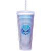 Spoontiques Holiday Diamond Tumbler, 20oz – Textured Cup w/Staw, Double Wall Insulated, BPA Free – A Christmas Story(Air Force)