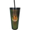 Spoontiques Holiday Diamond Tumbler, 20oz – Textured Cup w/Staw, Double Wall Insulated, BPA Free – A Christmas Story(Army)