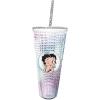 Spoontiques Holiday Diamond Tumbler, 20oz – Textured Cup w/Staw, Double Wall Insulated, BPA Free – A Christmas Story(Betty Boop)