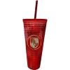 Spoontiques Holiday Diamond Tumbler, 20oz – Textured Cup w/Staw, Double Wall Insulated, BPA Free – A Christmas Story(Gryffindor)