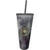 Spoontiques Holiday Diamond Tumbler, 20oz – Textured Cup w/Staw, Double Wall Insulated, BPA Free – A Christmas Story(Hogwarts)