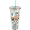 Spoontiques Love Glitter Cup Tumbler with Stainless Steel Lid and Straw – 20 oz – Acrylic – Multicolored(Sloth)