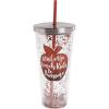 Spoontiques Love Glitter Cup Tumbler with Stainless Steel Lid and Straw – 20 oz – Acrylic – Multicolored(Teacher)