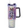Spoontiques Mom 40oz Glitter Acrylic Travel Mug – Double Wall Acrylic with Sliding Lock Travel Lid and Straw – 11″ Tall