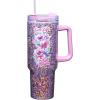 Spoontiques Oz 40oz Acrylic Travel Mug – Double Wall Acrylic with Sliding Lock Travel Lid and Straw – 11″ Tall(Full Bloom)