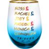 Spoontiques Stemless Wine Glass, 20oz – Lidless Drink Tumbler for Cold Beverages – Friends Names(20 Ounces)