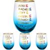 Spoontiques Stemless Wine Glass, 20oz – Lidless Drink Tumbler for Cold Beverages – Friends Names(20 Ounces (Pack of 4))