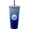 Spoontiques Studded Tumbler, 32oz – Insulated Double Wall Acrylic Travel Cup Spill Proof Lid – for Hot & Cold Beverages – Americana(Air Force)