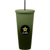 Spoontiques Studded Tumbler, 32oz – Insulated Double Wall Acrylic Travel Cup Spill Proof Lid – for Hot & Cold Beverages – Americana(Army)