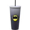 Spoontiques Studded Tumbler, 32oz – Insulated Double Wall Acrylic Travel Cup Spill Proof Lid – for Hot & Cold Beverages – Americana(Batman)