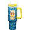 Spoontiques Sunshine 40oz Glitter Acrylic Travel Mug – Double Wall Acrylic with Sliding Lock Travel Lid and Straw – 11″ Tall