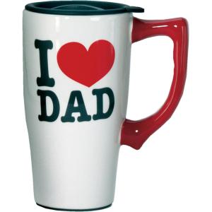 Spoontiques – Ceramic Travel Mugs – I Love Dad Cup – Hot or Cold Beverages – Gift for Coffee Lovers