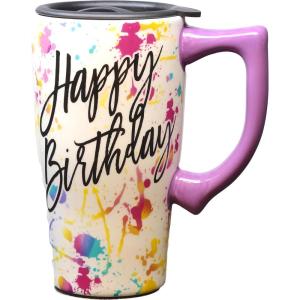 Spoontiques – Ceramic Travel Mugs – You Are My Sunshine Cup – Hot or Cold Beverages – Gift for Coffee Lovers(Happy Birthday)