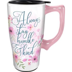 Spoontiques – Ceramic Travel Mugs – You Are My Sunshine Cup – Hot or Cold Beverages – Gift for Coffee Lovers(Humble and Kind)