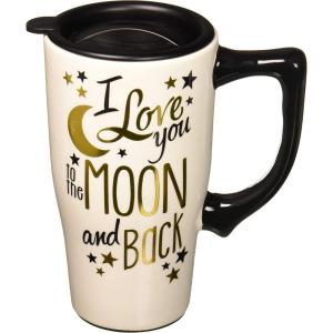 Spoontiques – Ceramic Travel Mugs – You Are My Sunshine Cup – Hot or Cold Beverages – Gift for Coffee Lovers(Moon and Back)