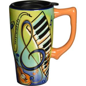Spoontiques – Ceramic Travel Mugs – You Are My Sunshine Cup – Hot or Cold Beverages – Gift for Coffee Lovers(Music)